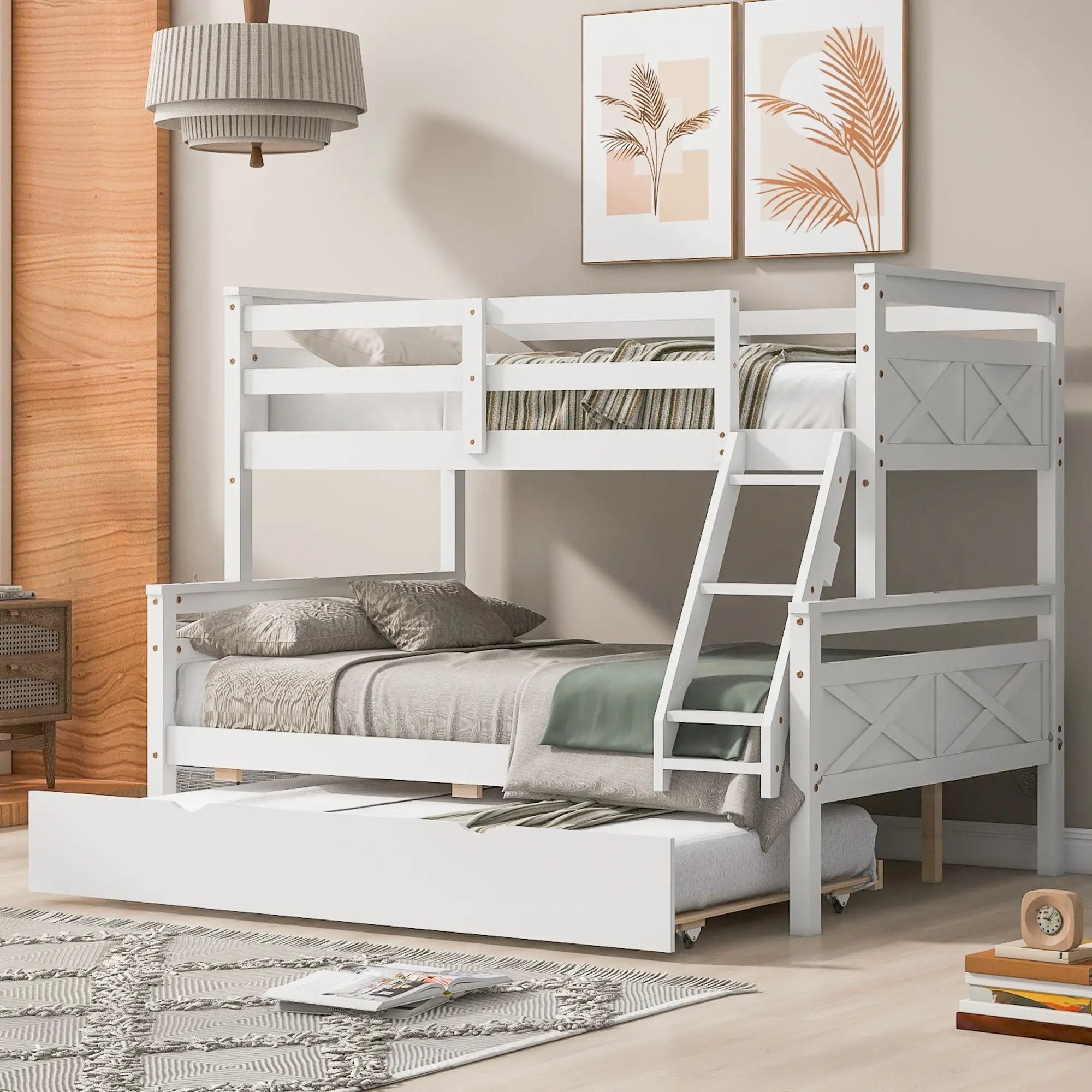 Bunk Bed With Ladder And Safety Guardrail