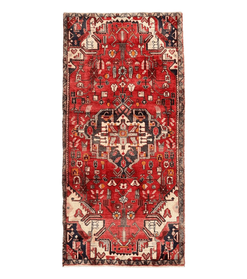 Antique Persian Tribal Rug 4 x 8, Geometric Medallion, Boho Rug, Wool Handmade Rug, Red 4x8 Rug, Persian Hamadan Rug by Jewel Rugs