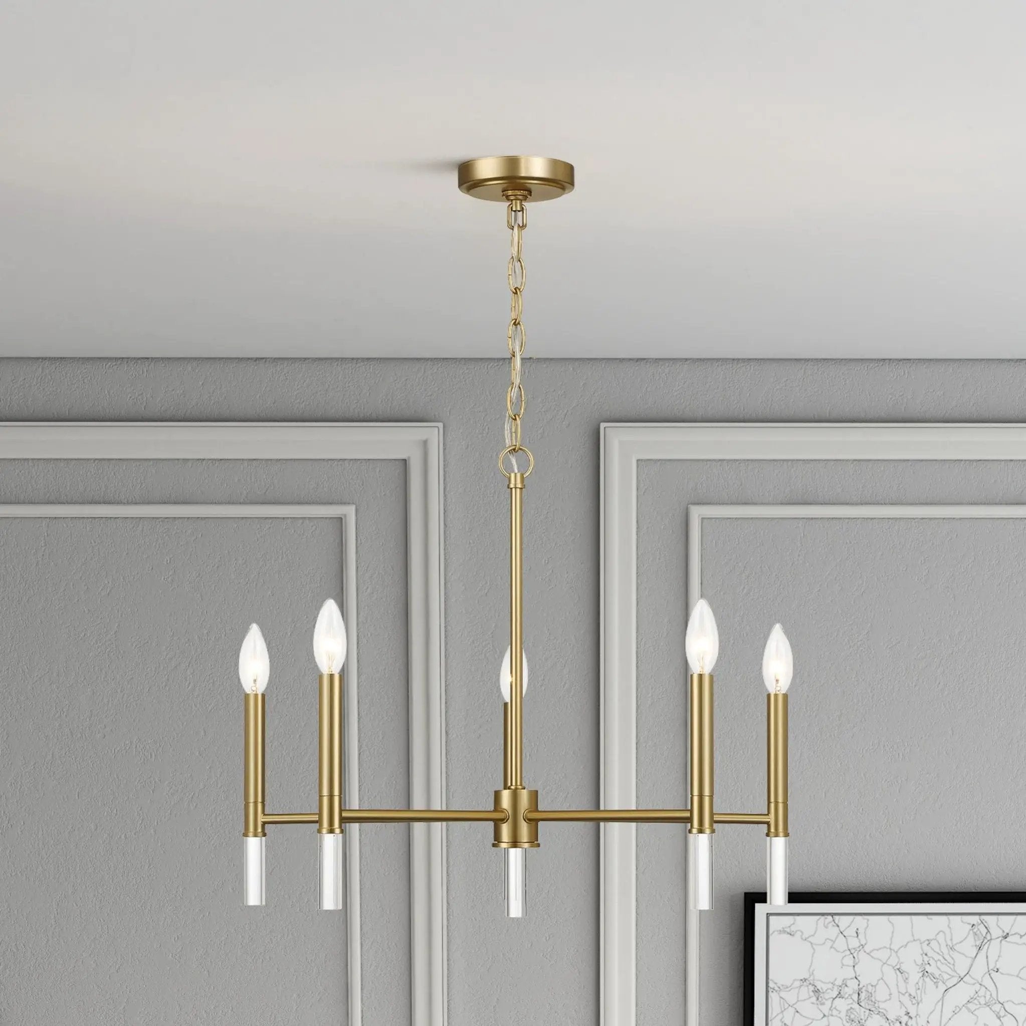 Courtyard - 5 Light Candle Chandelier - Clear / Gold by HouseOfZazla