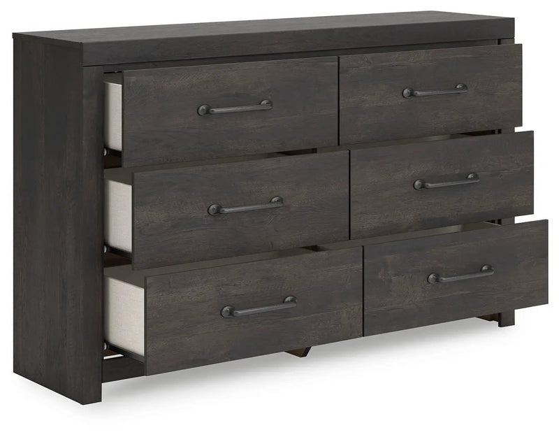 Hollivern - Six Drawer Dresser - Dark Gray by Unique Piece Furniture