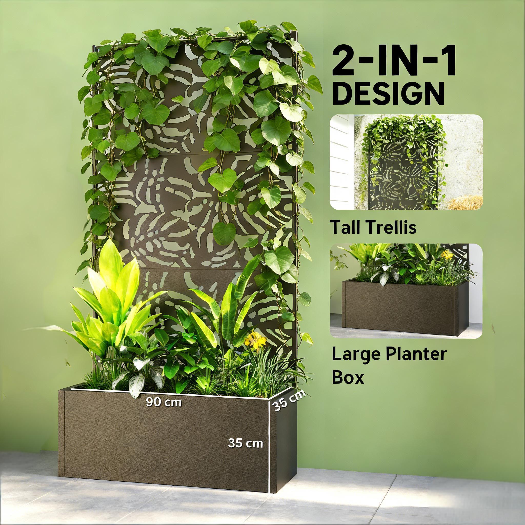 Trellis Planter with Spacious Metal Box and Efficient Drainage by HouseOfZazla