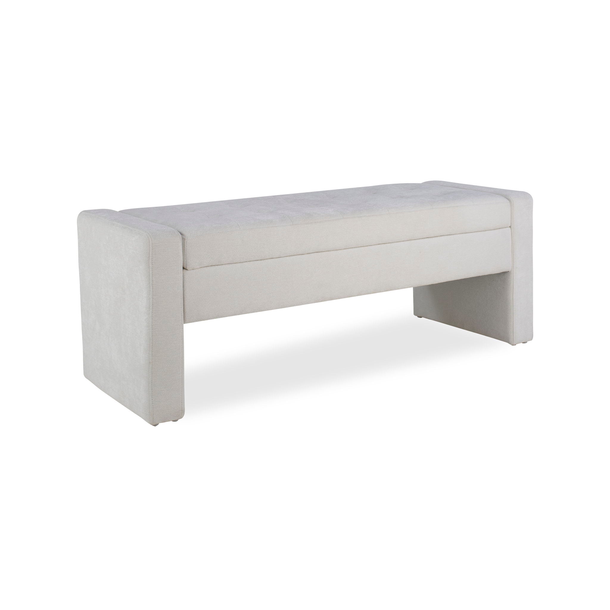 Upholstered Storage Bench With Tufted Seat, Ottoman For Living Room - White by HouseOfZazla