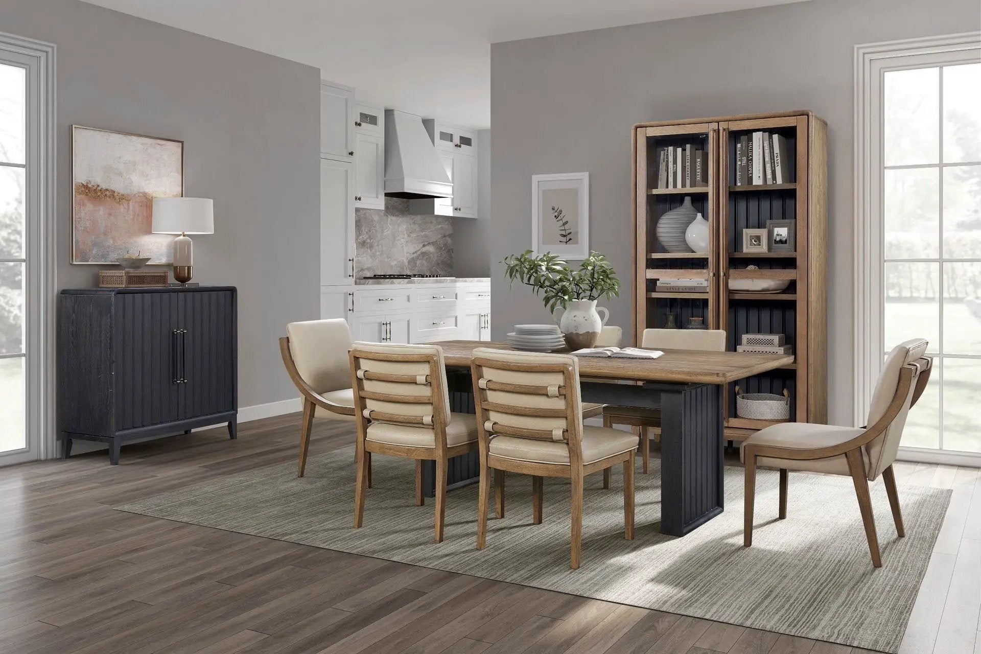 Double Pedestal Table Latte - Light Brown by Unique Piece Furniture
