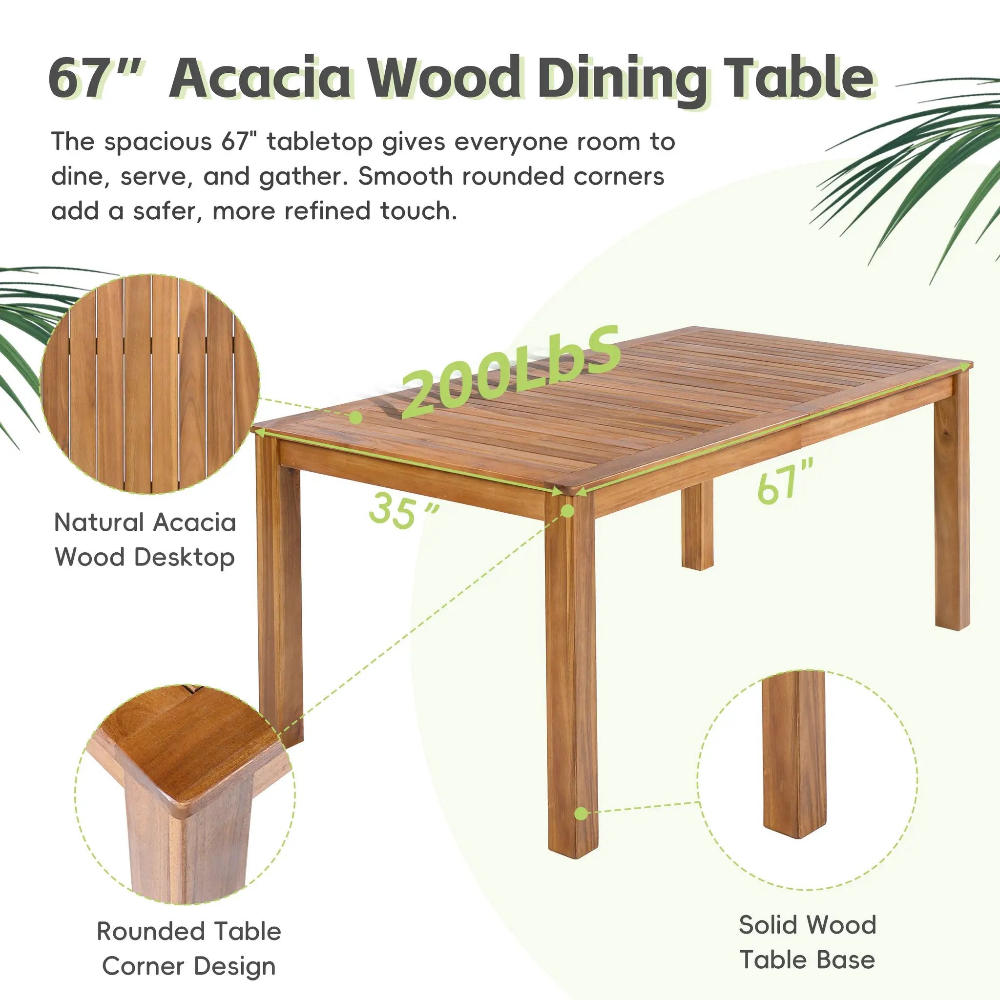 TOPMAX Patio 7pcs Wooden Dining Table Set by HouseOfZazla