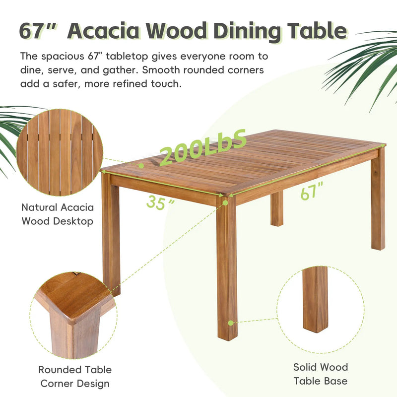 TOPMAX Patio 7pcs Wooden Dining Table Set by HouseOfZazla