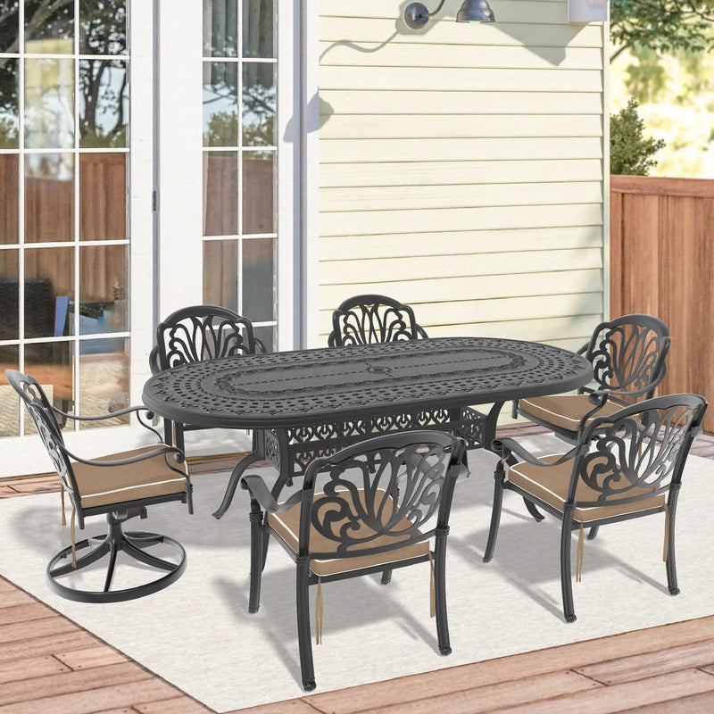 7-Piece All-Weather Cast Aluminum Dining Set by HouseOfZazla