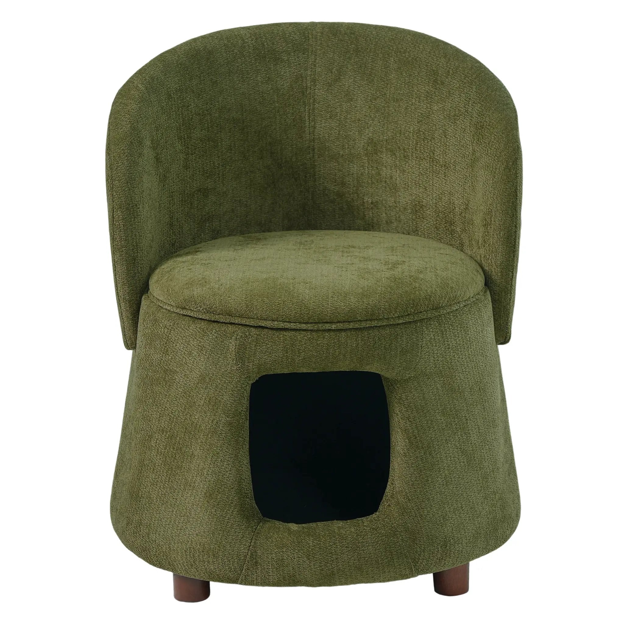 Green Pet Friendly Chair with Hidden Pet Nook and Convertible Stool by HouseOfZazla