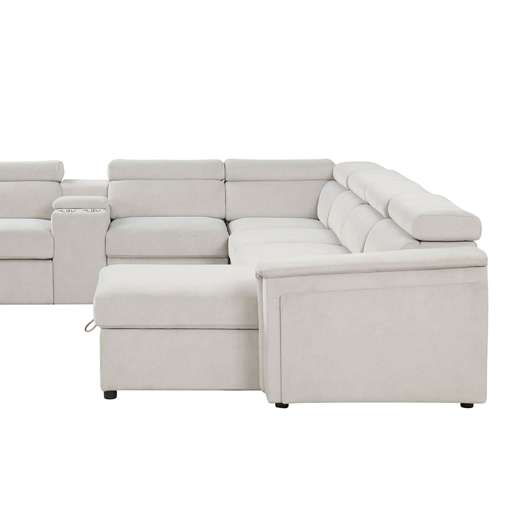 Harvey - Power Recliner Sectional Sleeper - Beige by HouseOfZazla