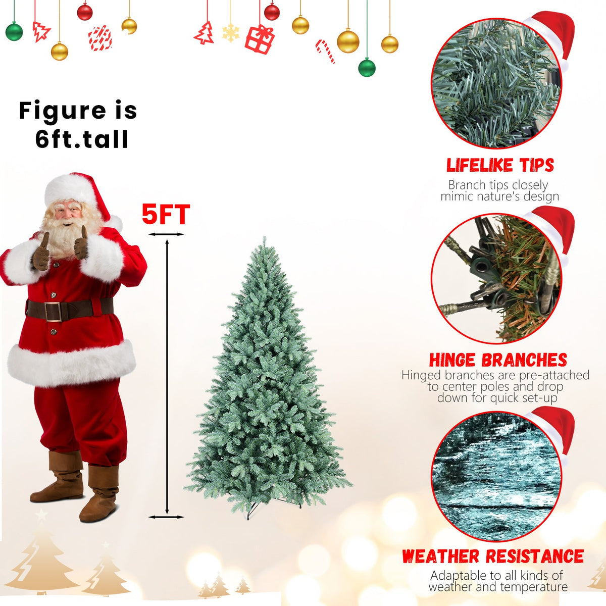 4FT Blue-Green Tint Christmas Tree, photo 10 of 10