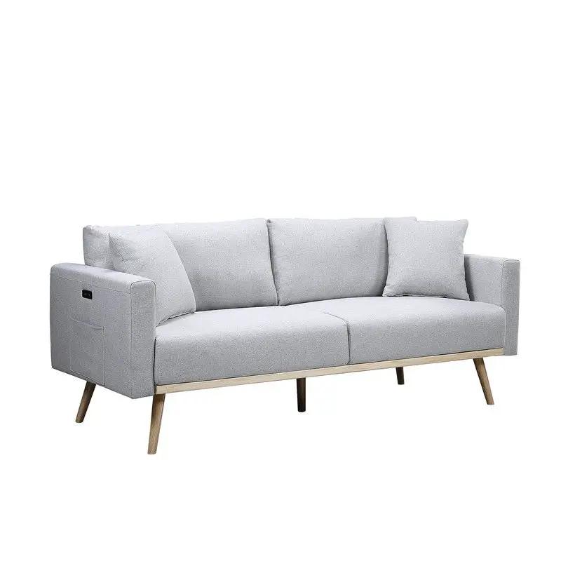 Easton - Fabric Sofa With USB Charging Ports Pockets And Pillows by HouseOfZazla