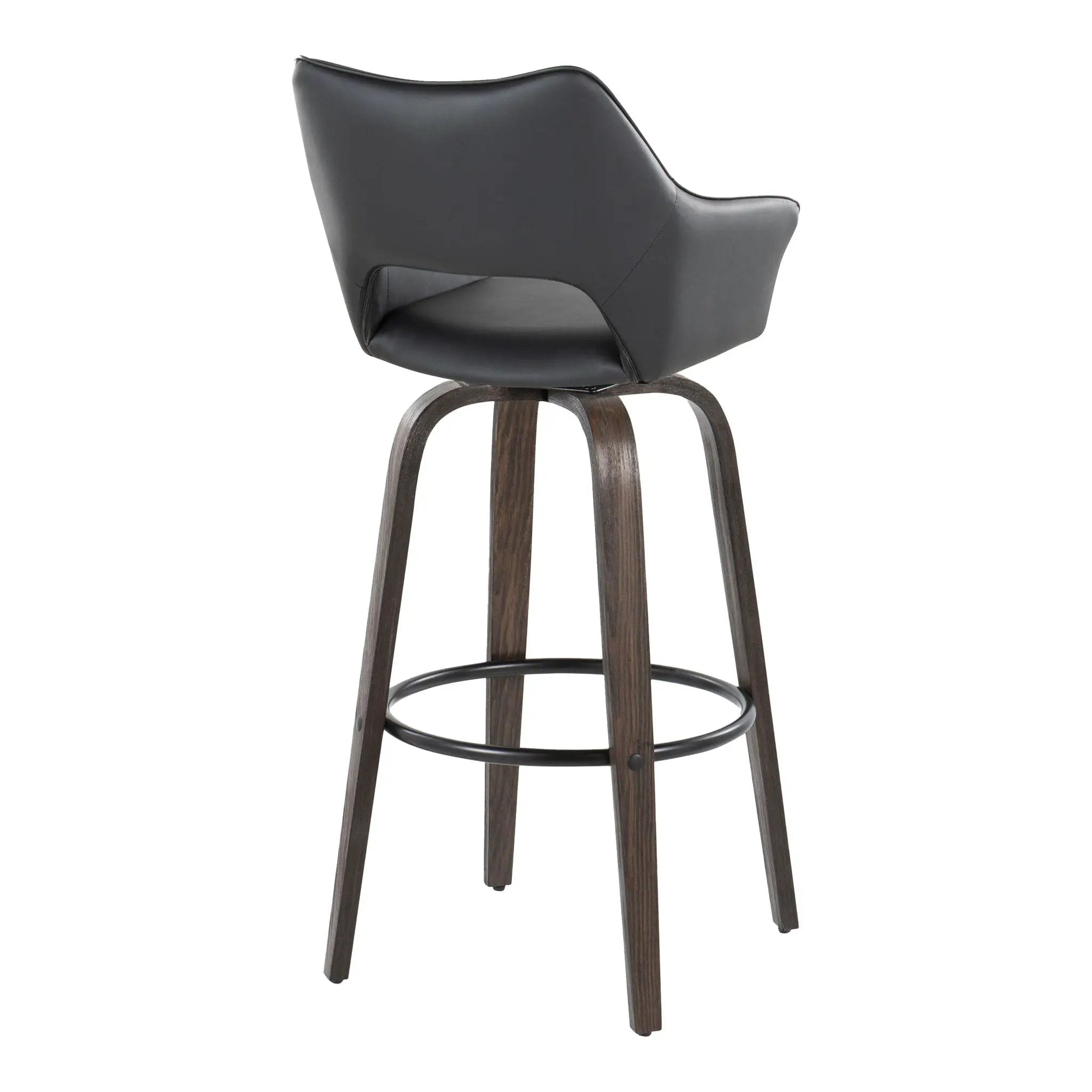 Mustang - Contemporary Fixed Height Barstool With Swivel With Round Footrest (Set of 2) by HouseOfZazla