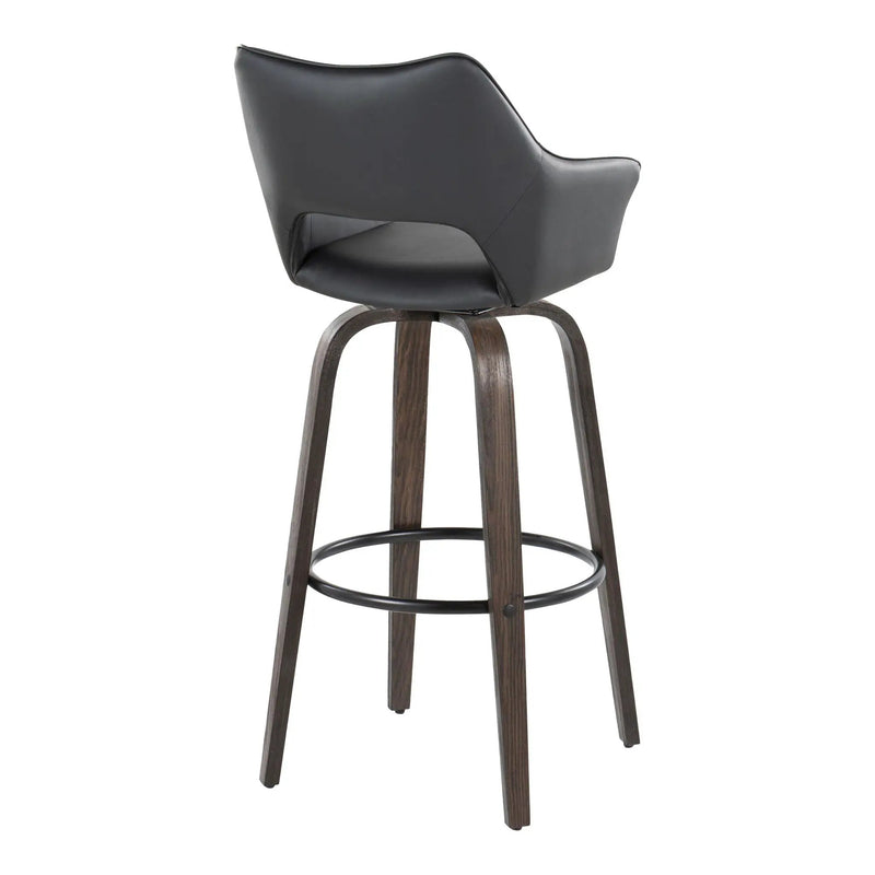 Mustang - Contemporary Fixed Height Barstool With Swivel With Round Footrest (Set of 2) by HouseOfZazla
