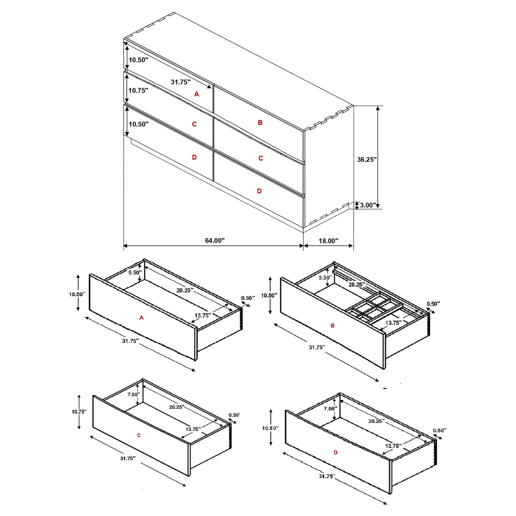 Winslow 6-drawer Dresser Smokey Walnut by Unique Piece Furniture