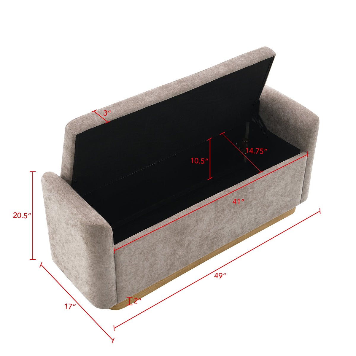 [Video provided]49" Bench with Storage, Storage Ottoman Bench with Safety Hinge, photo 9 of 9