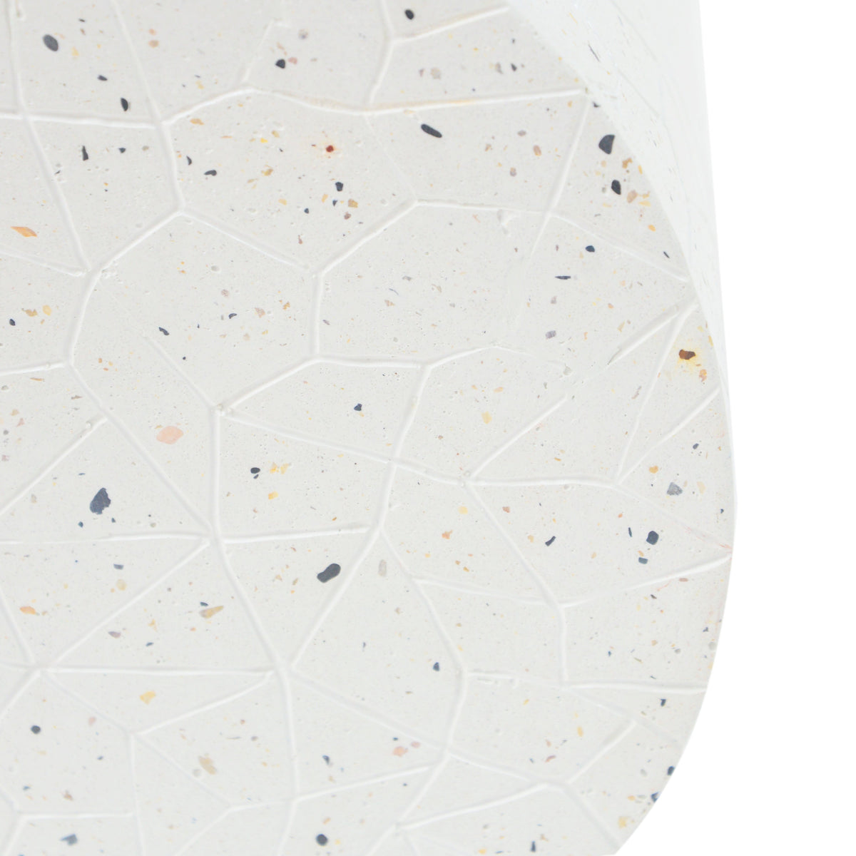 Terrazzo Concrete Drum End Table with Weather-Resistant Finish - White, photo 5 of 9