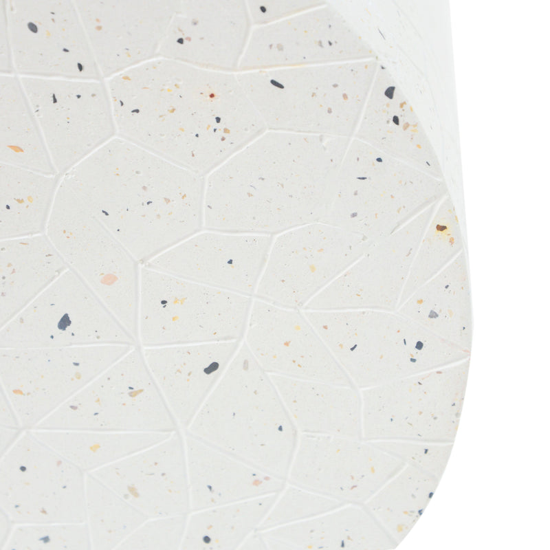 Terrazzo Concrete Drum End Table with Weather-Resistant Finish - White, photo 5 of 9