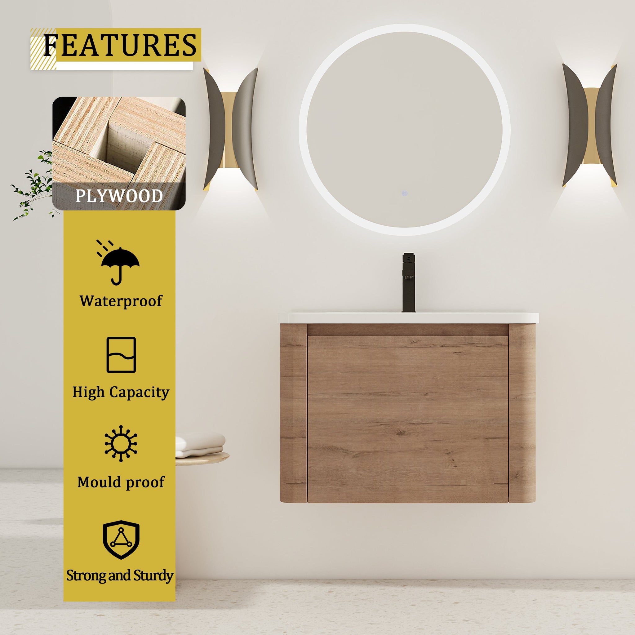 28'' Wall-Mounted Bathroom Vanity with Ceramic Sink by HouseOfZazla