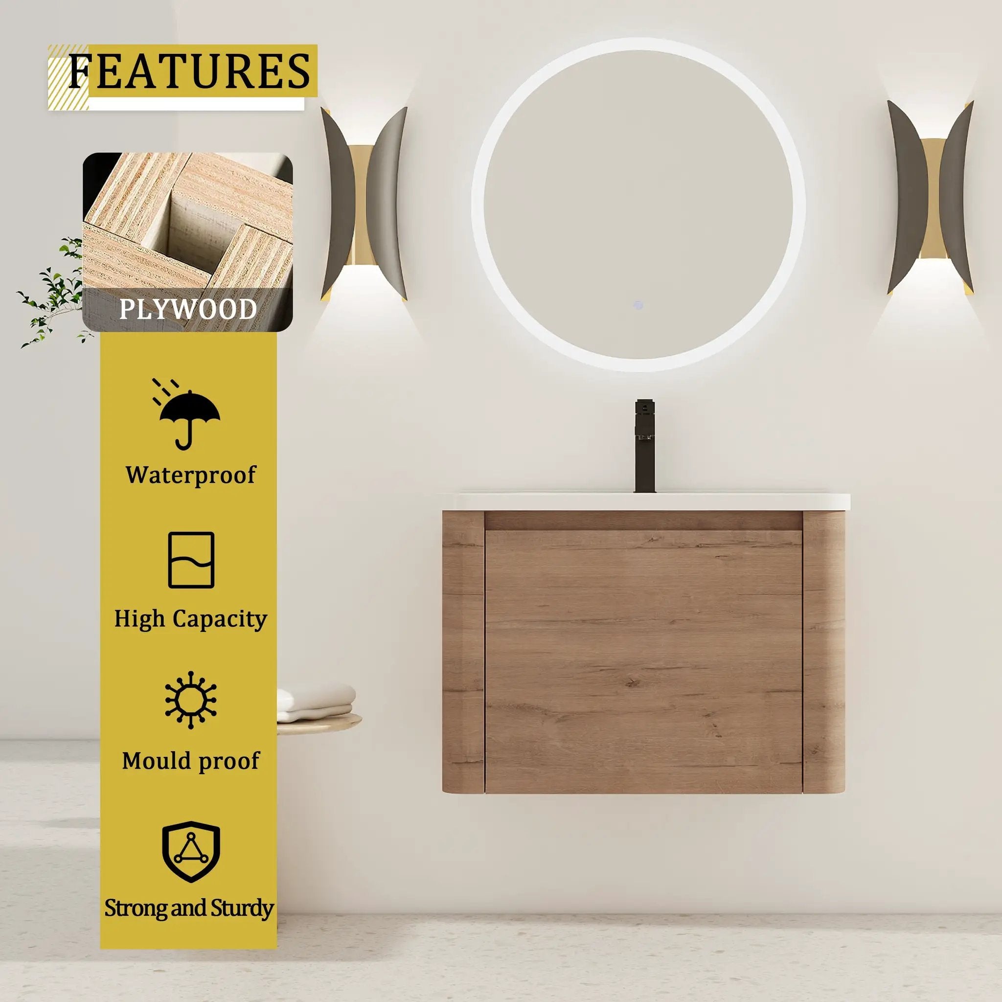52" Wall-Mounted Bathroom Vanity with Ceramic Sink by HouseOfZazla
