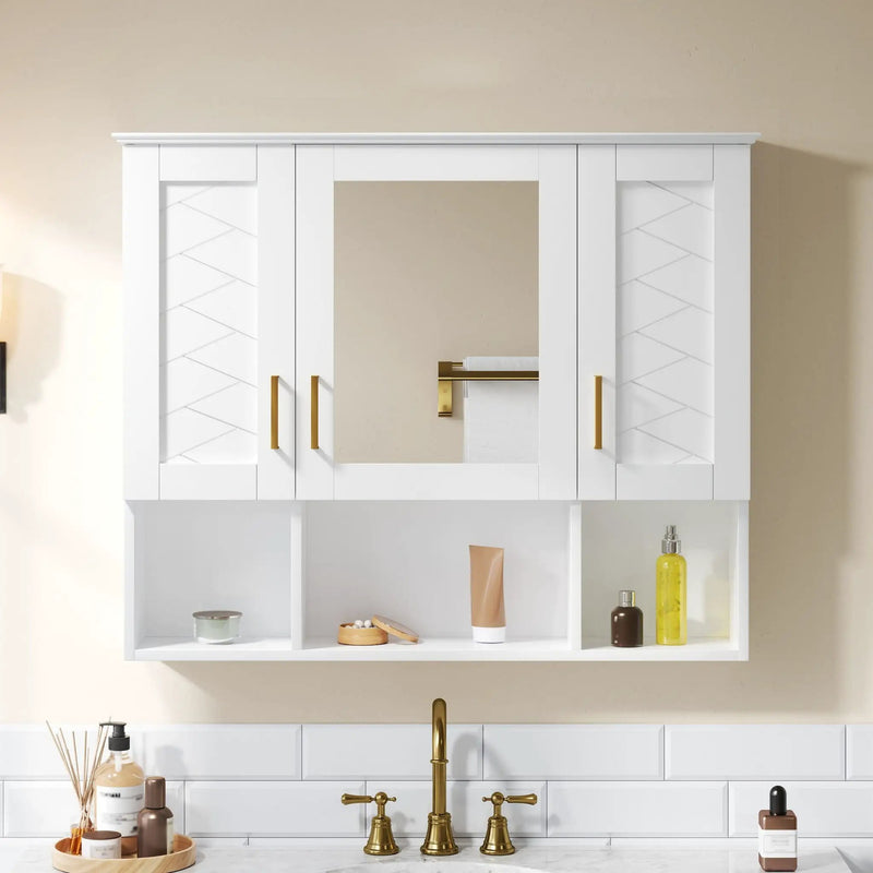 Modern Wall Mounted Medicine Cabinet With Adjustable Shelves, Soft Close Doors, High Define Mirror by Unique Piece Furniture