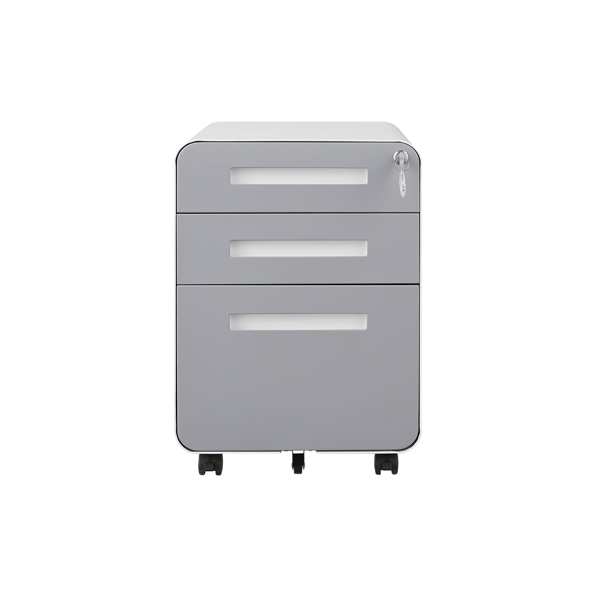 3 Drawer Mobile File Cabinet Under Desk Office, Simple Style Versatile Storage Cabinet For Legal / Letter / A4 Files, 5 Wheel Design Anti-Tilting Cold Rolled Steel Waterproof Moisture-Proof by Unique Piece Furniture