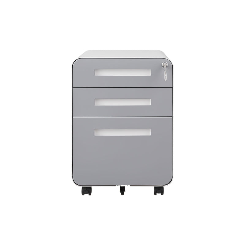 3 Drawer Mobile File Cabinet Under Desk Office, Simple Style Versatile Storage Cabinet For Legal / Letter / A4 Files, 5 Wheel Design Anti-Tilting Cold Rolled Steel Waterproof Moisture-Proof by Unique Piece Furniture
