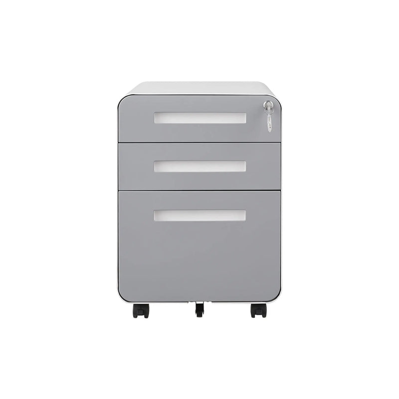 3 Drawer Mobile File Cabinet Under Desk Office, Simple Style Versatile Storage Cabinet For Legal / Letter / A4 Files, 5 Wheel Design Anti-Tilting Cold Rolled Steel Waterproof Moisture-Proof by HouseOfZazla