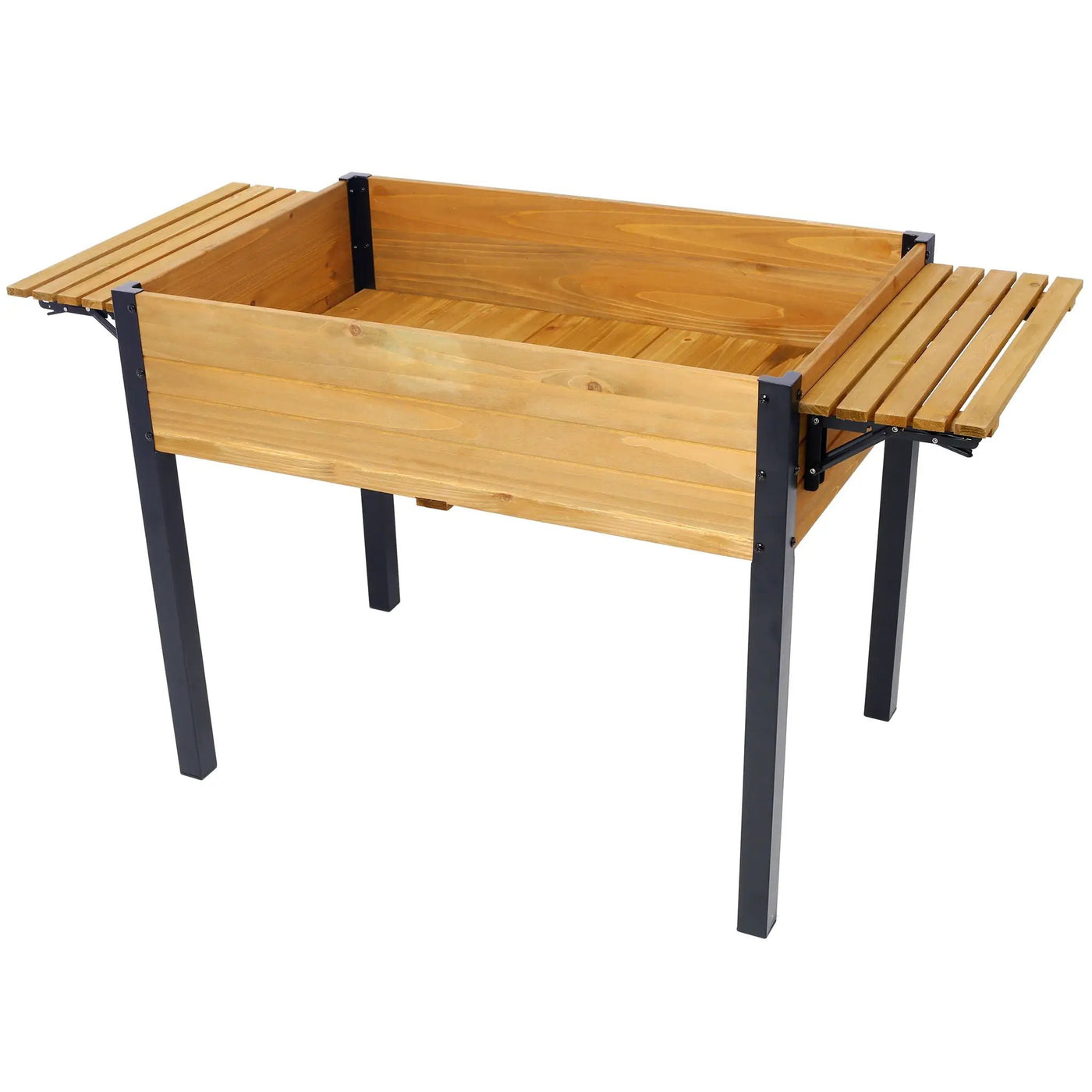 Raised Garden Bed With Metal Legs and Folding Storage Shelf by HouseOfZazla