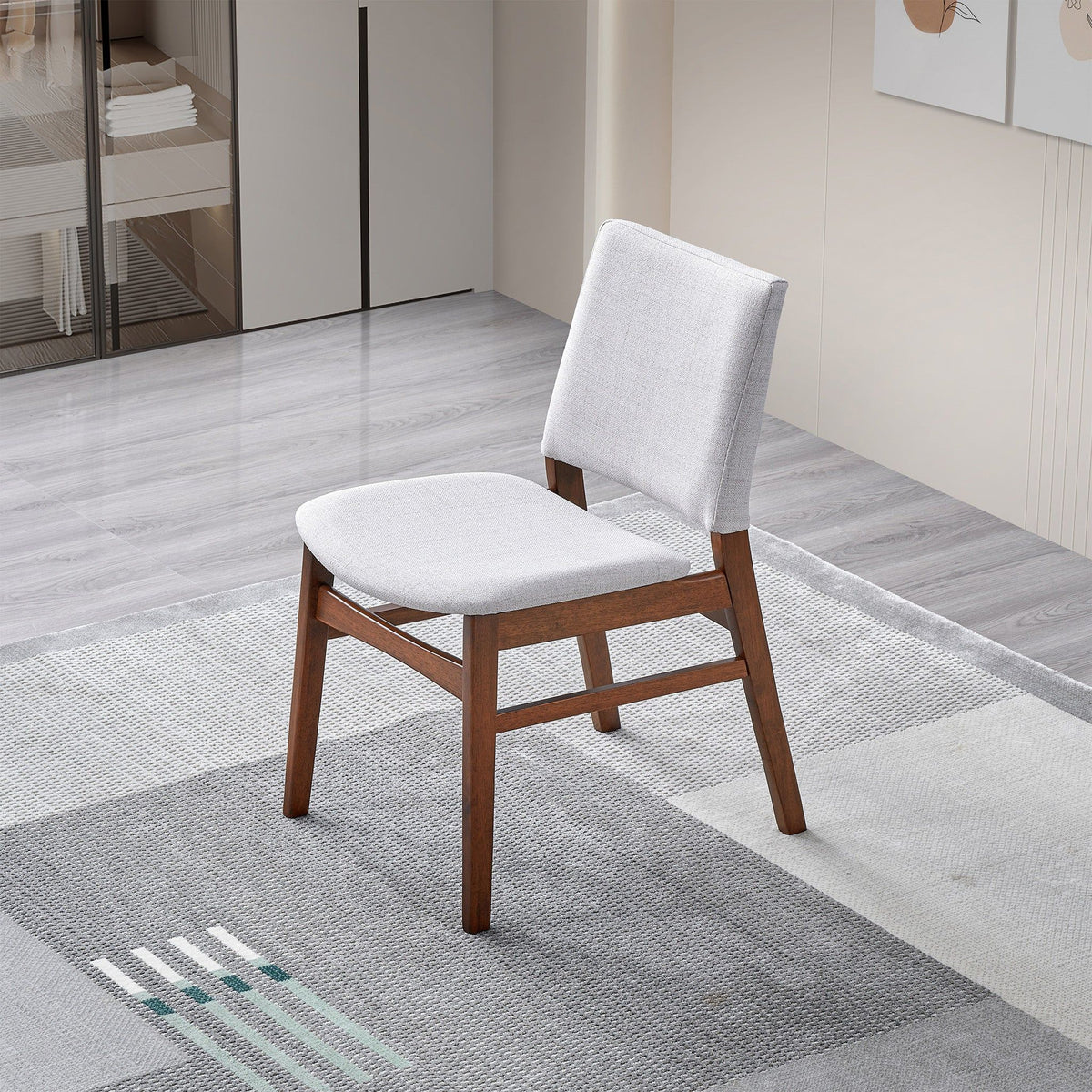 Brown / Light Gray Dining Chair Set with Solid Wood Frame - Set of 2, photo 10 of 12