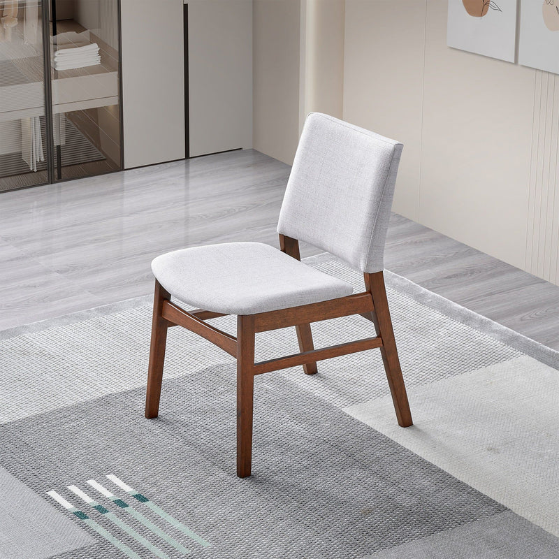 Brown / Light Gray Dining Chair Set with Solid Wood Frame - Set of 2, photo 10 of 12