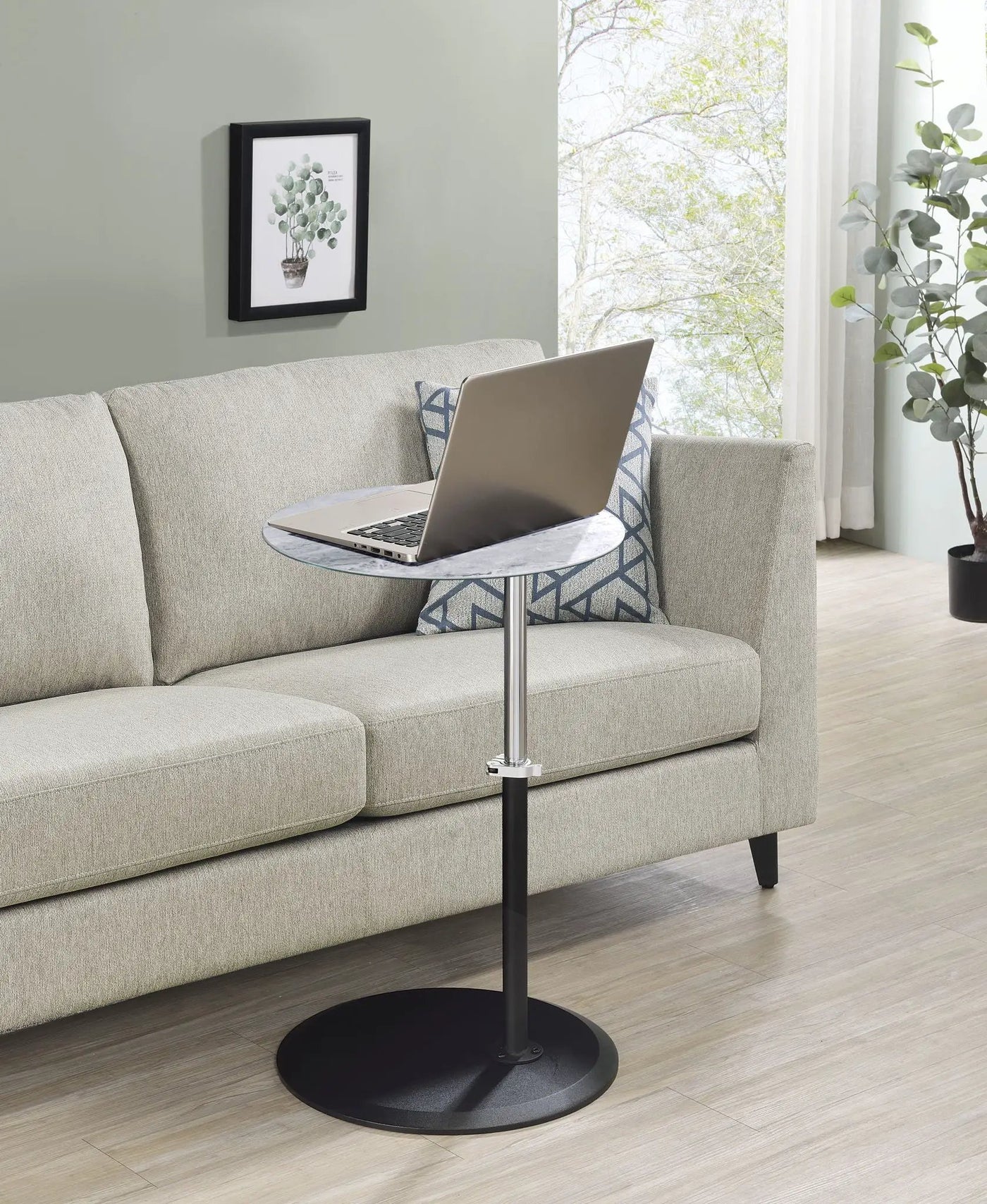 Orbit - 15.5" End Table With Height Adjustable Marble Textured Top by HouseOfZazla