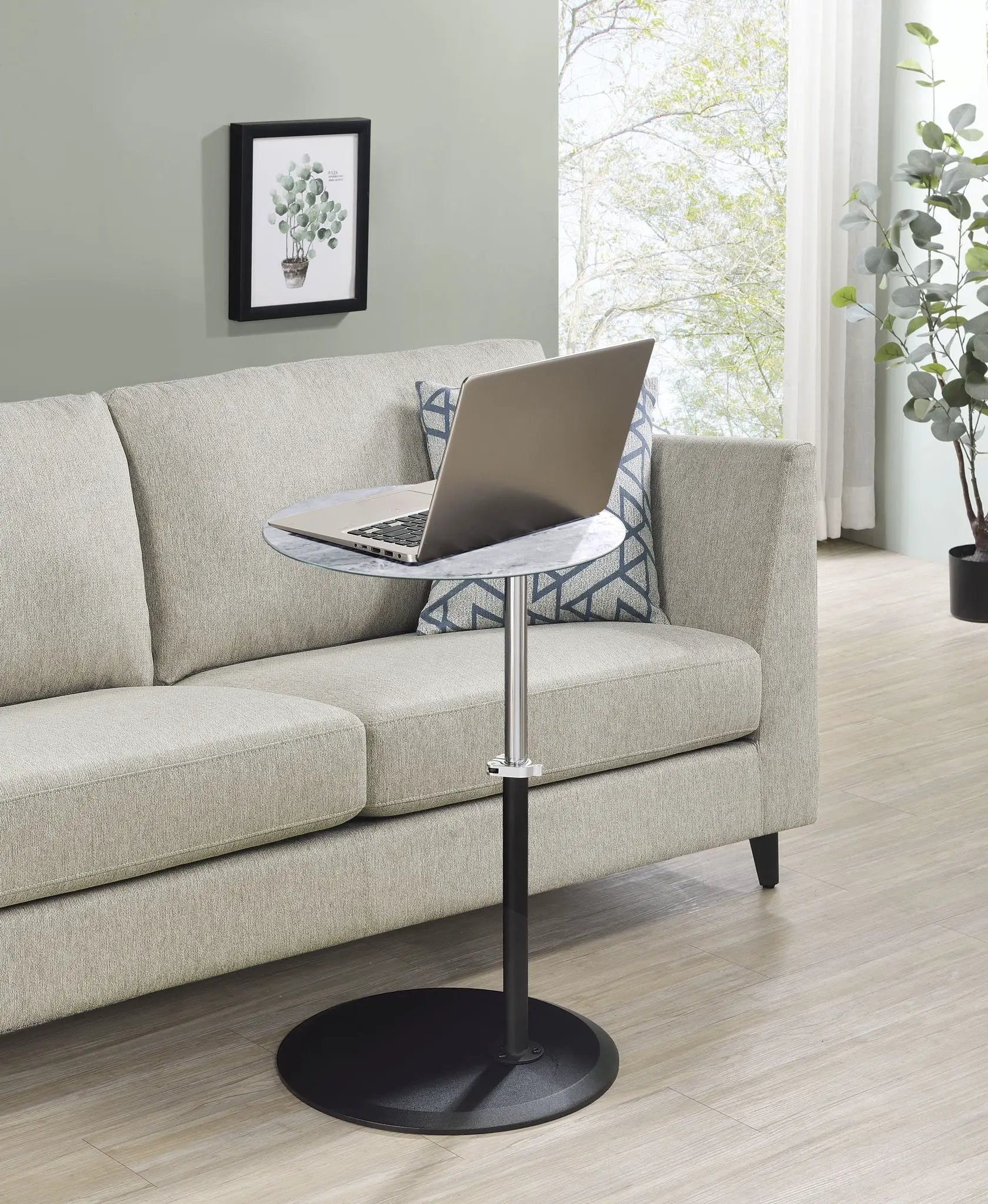 Orbit - 15.5" End Table With Height Adjustable Marble Textured Top by HouseOfZazla