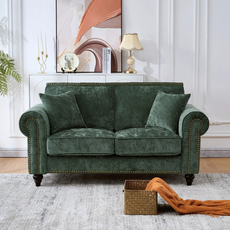 2 Seater Sofa With Rolled Arms, Tufted Upholstered Couch by HouseOfZazla