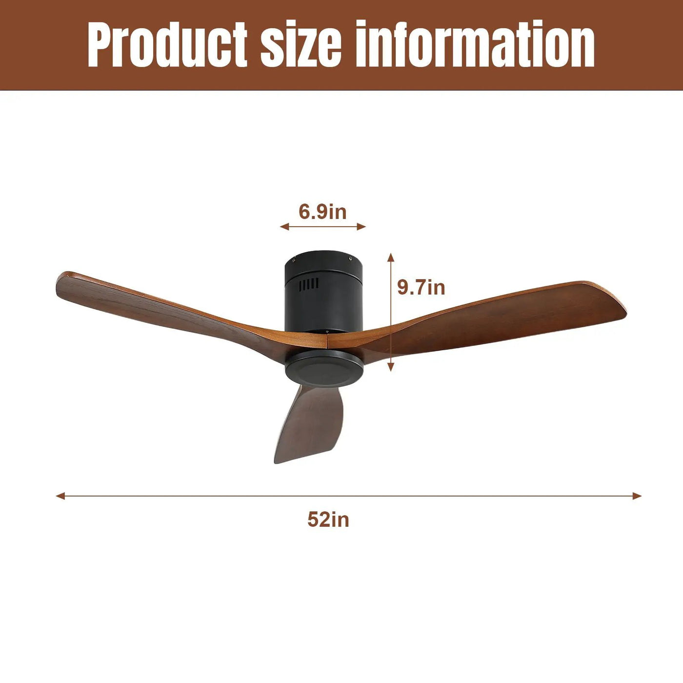 Low Profile Ceiling Fan DC, 3 Blade, Noiseless Reversible Motor, Remote Control by HouseOfZazla