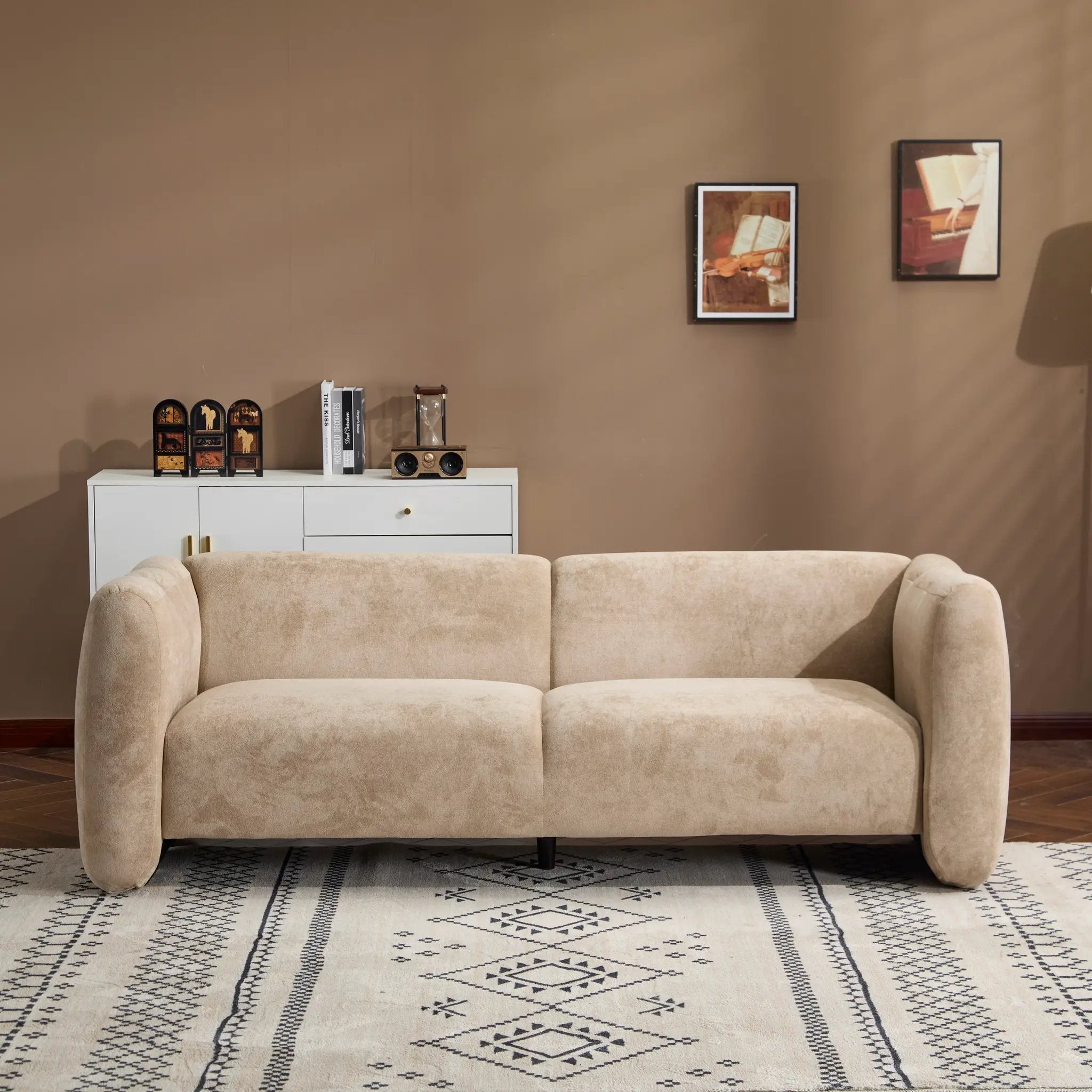 Tonson 83" 3-Seater Velvet Sofa, Wave Design by HouseOfZazla