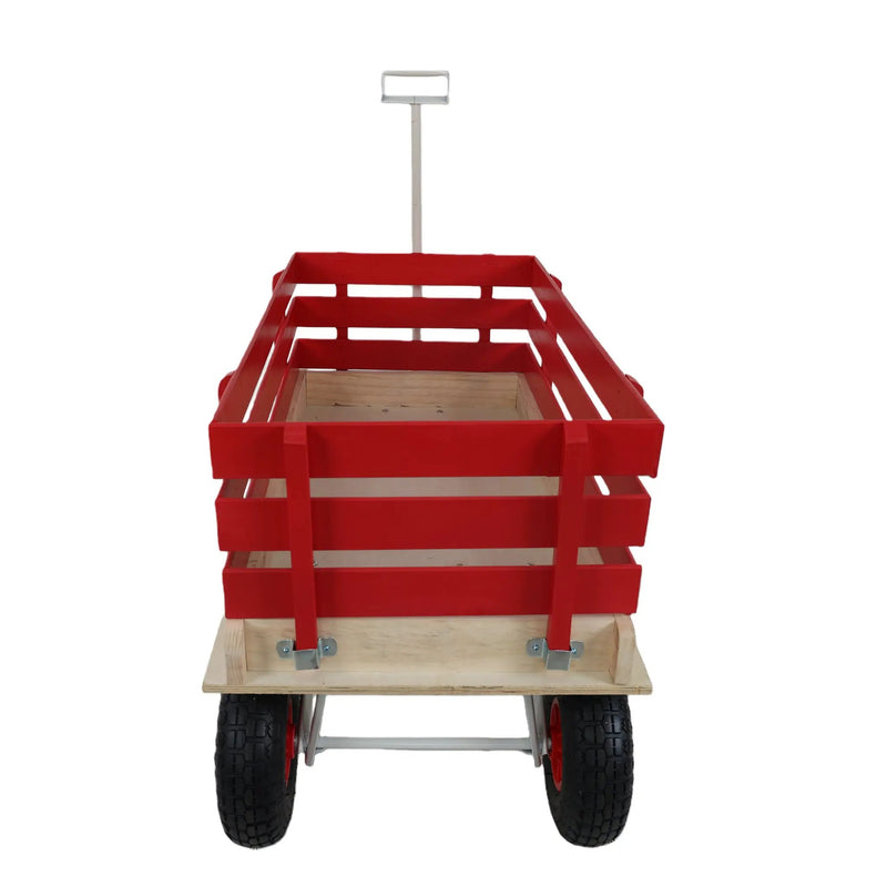 Red Wooden Wagon Cart with Folding Handle by HouseOfZazla
