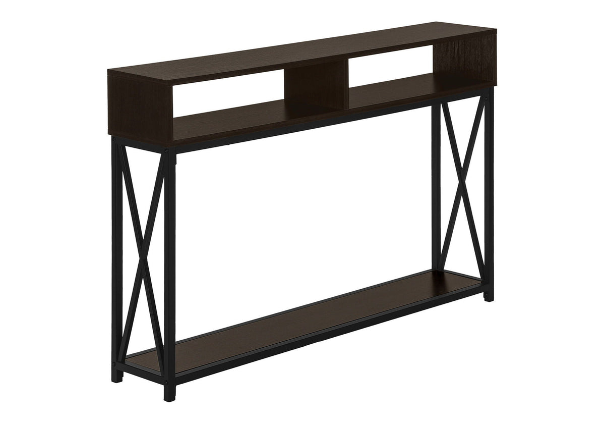 Contemporary Console Table with Metal X-Frame - Light Brown, Dark Brown, Dark Gray, photo 9 of 12