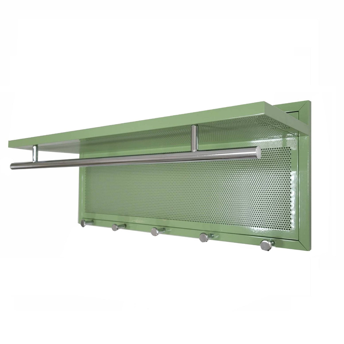 Powder Coated Metal Wall Mounted Coat Rack with Shelf - Multiple Colors, photo 13 of 21
