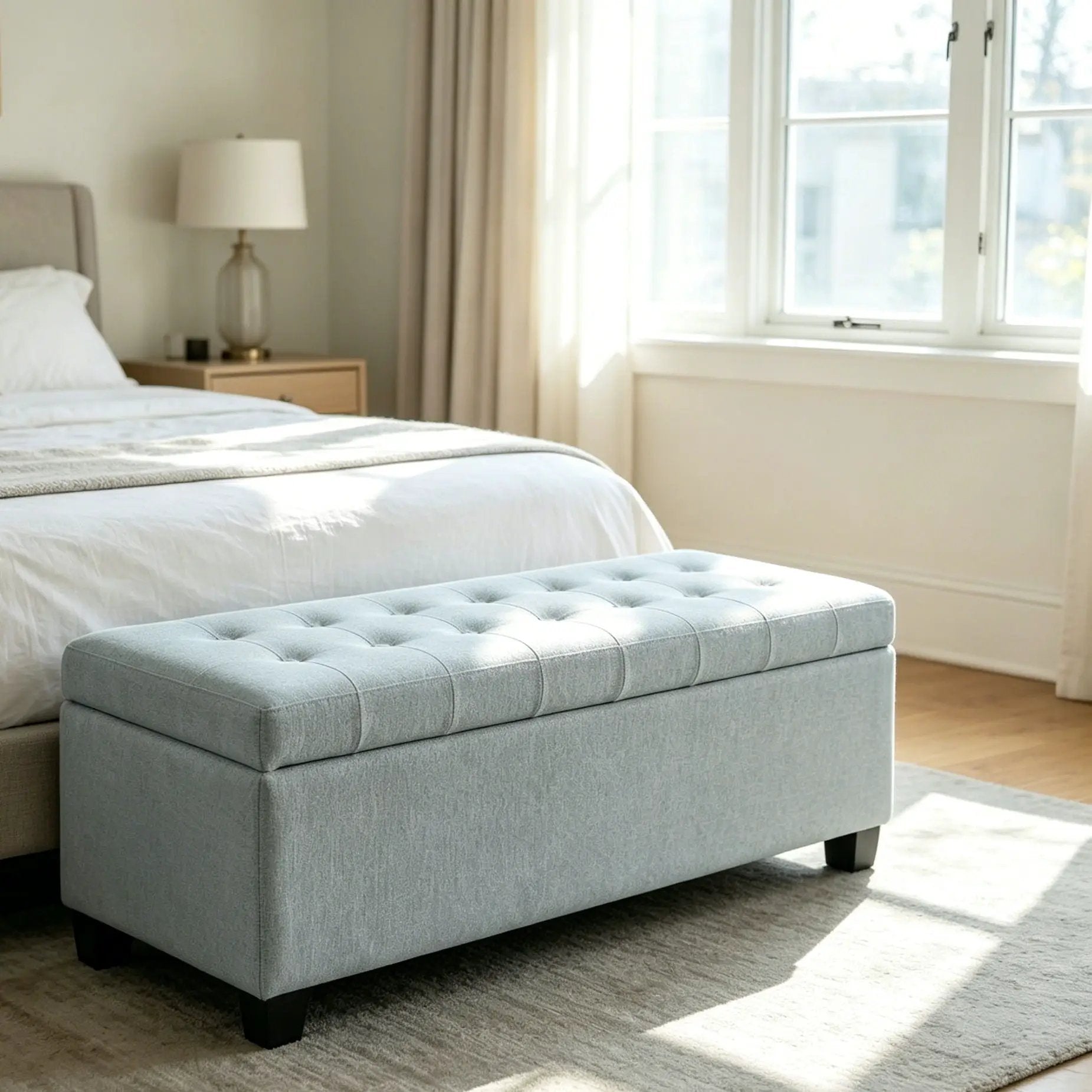 Elegant Tufted Storage Ottoman Bench by HouseOfZazla