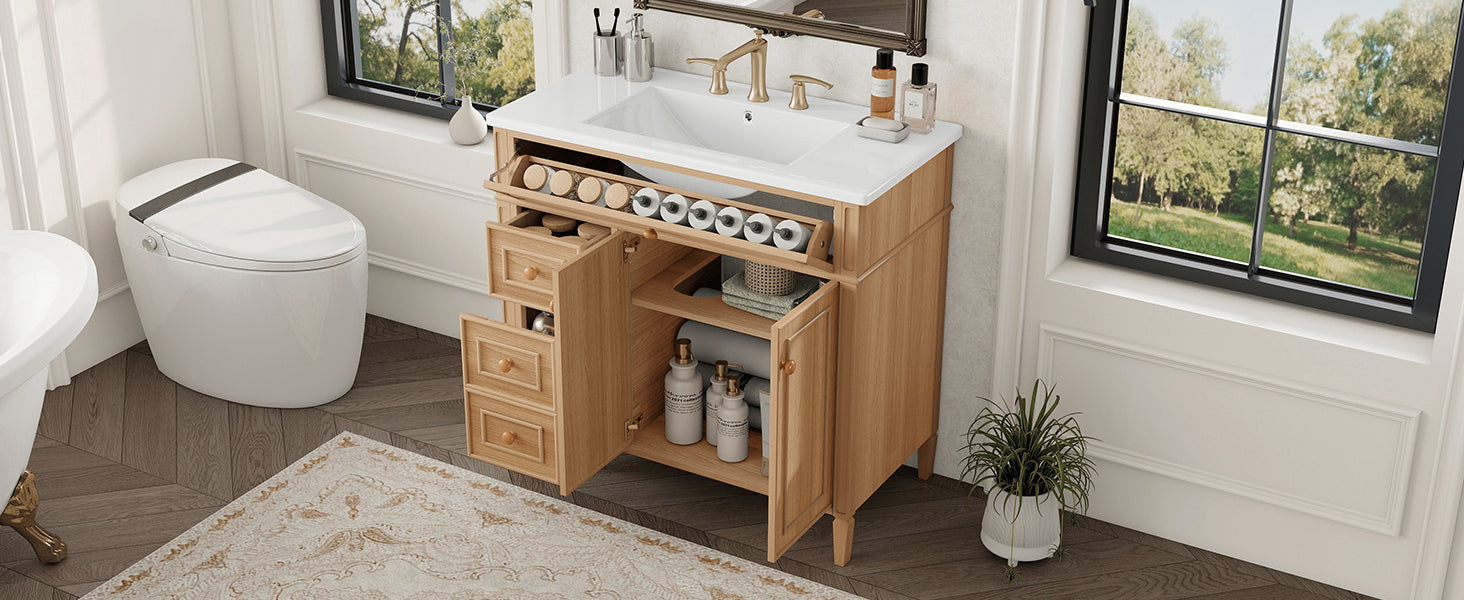 36" Bathroom Vanity with Sink, Solid Wood & MDF Cabinet by HouseOfZazla