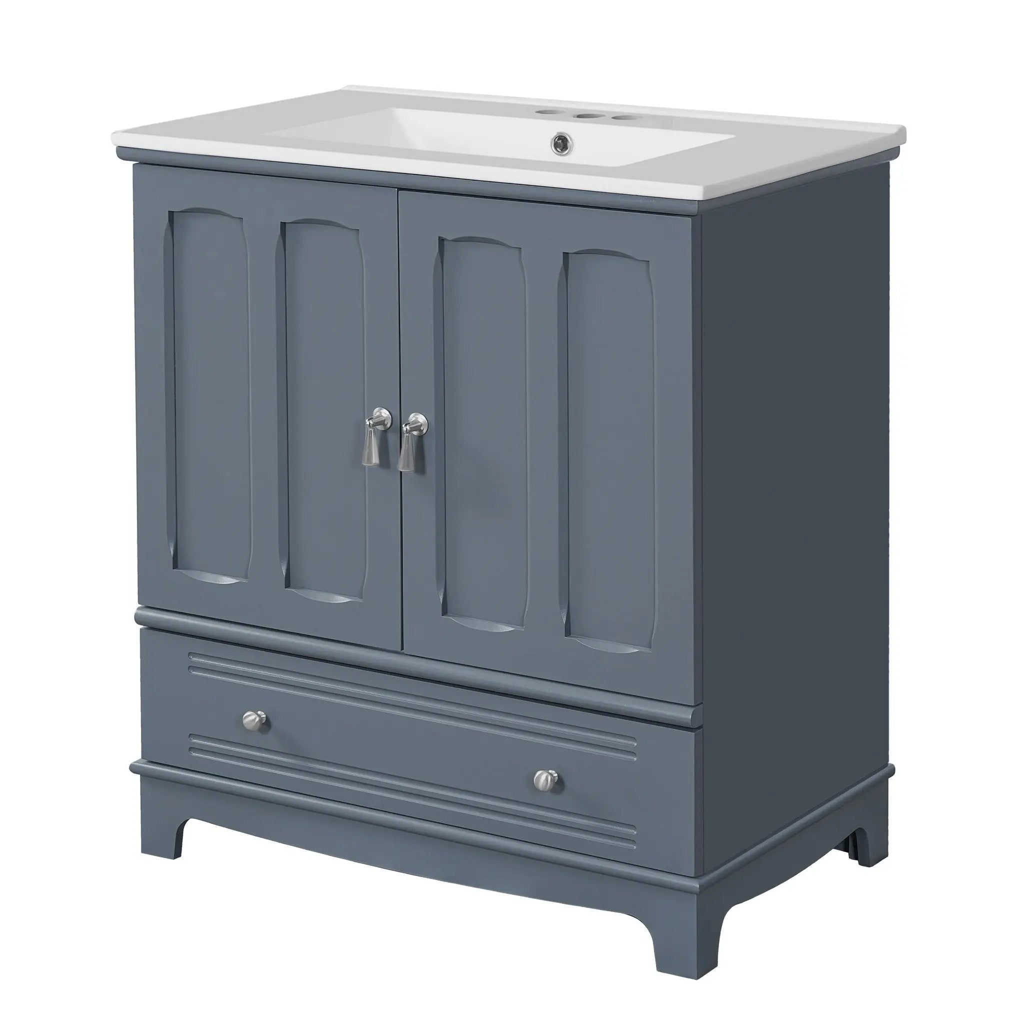 Bathroom Vanity With Sink, Cabinet With Adjustable Shelf And Drawer Divider by HouseOfZazla