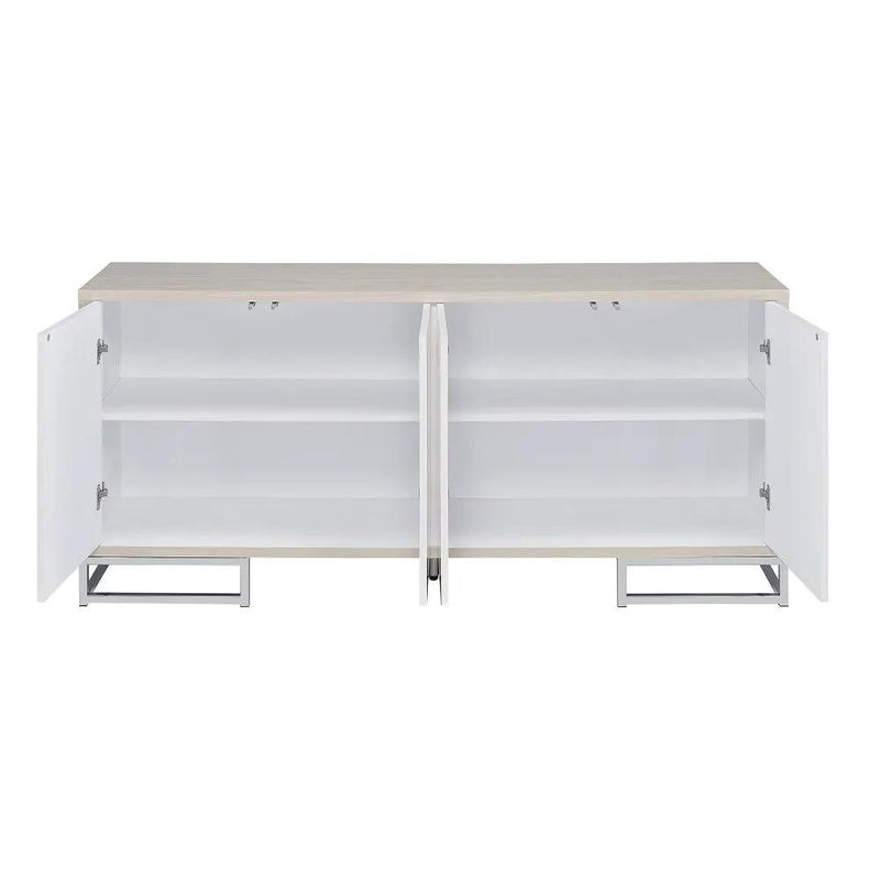 Panos - Console Cabinet - White Marble Print & Chrome by Unique Piece Furniture