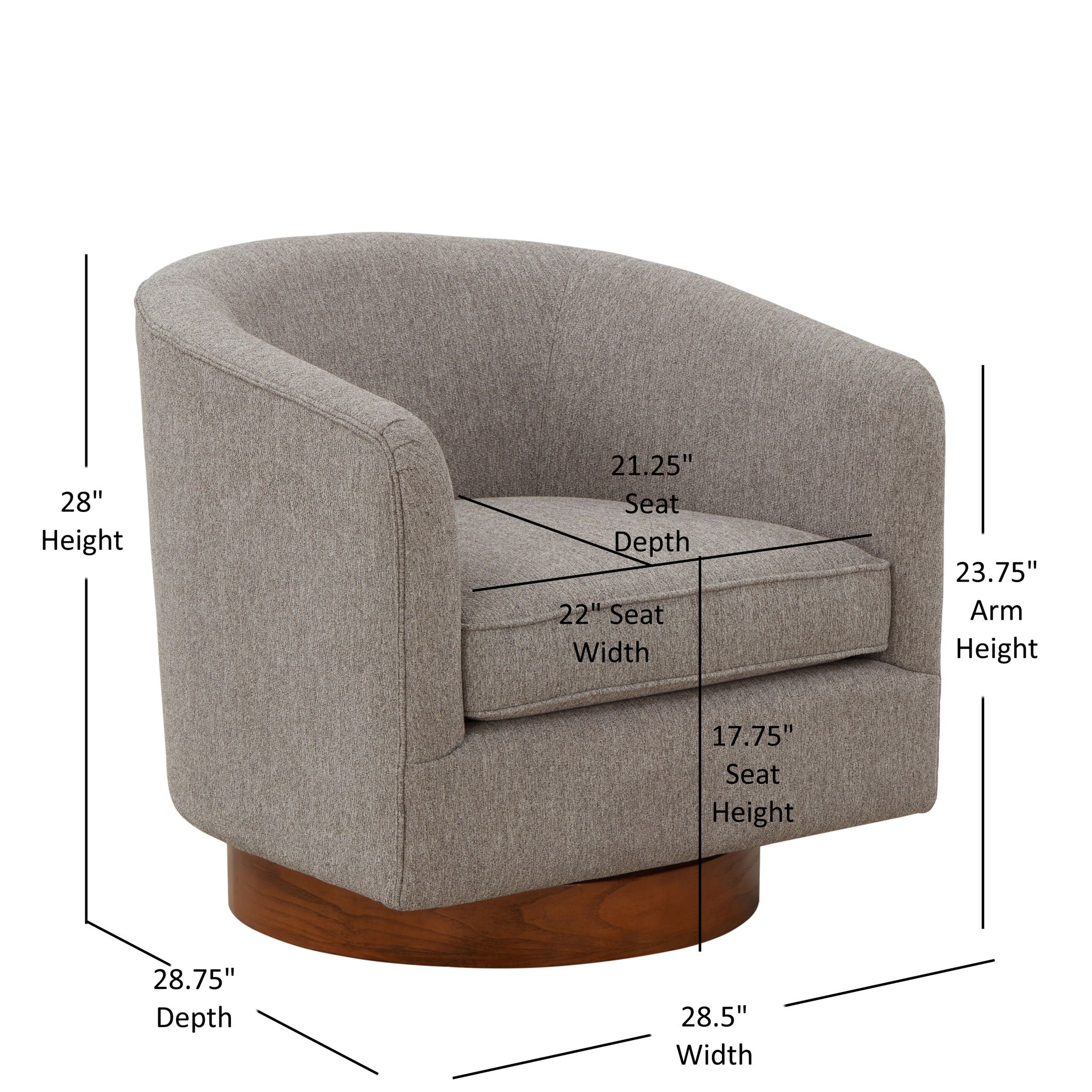 Miramar - Swivel Barrel Chair With Wooden Base by HouseOfZazla