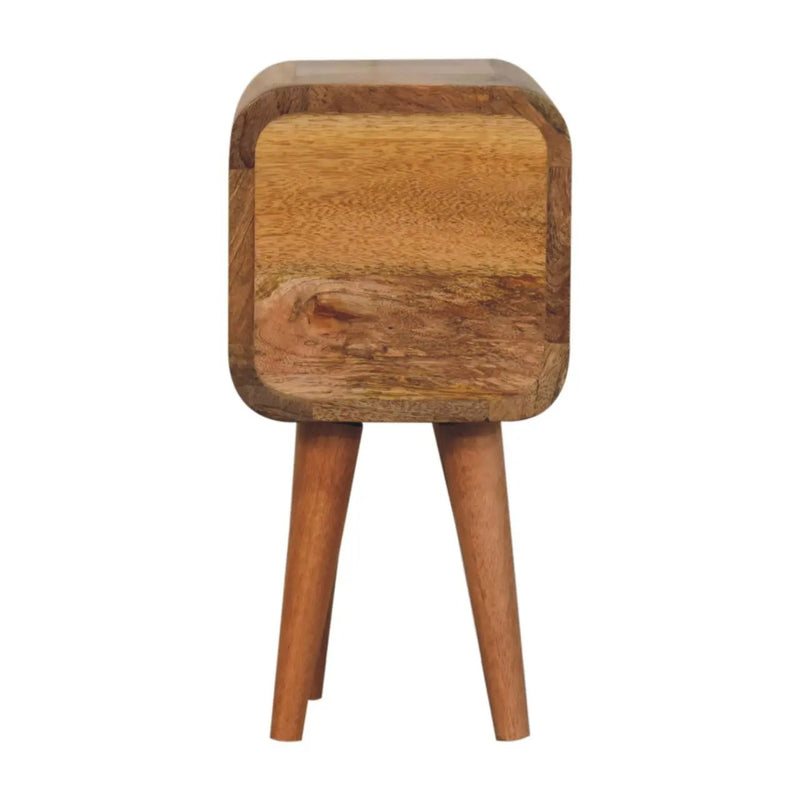 Solid Wood Extra Mini Curved Oak Bedside Table by HouseOfZazla