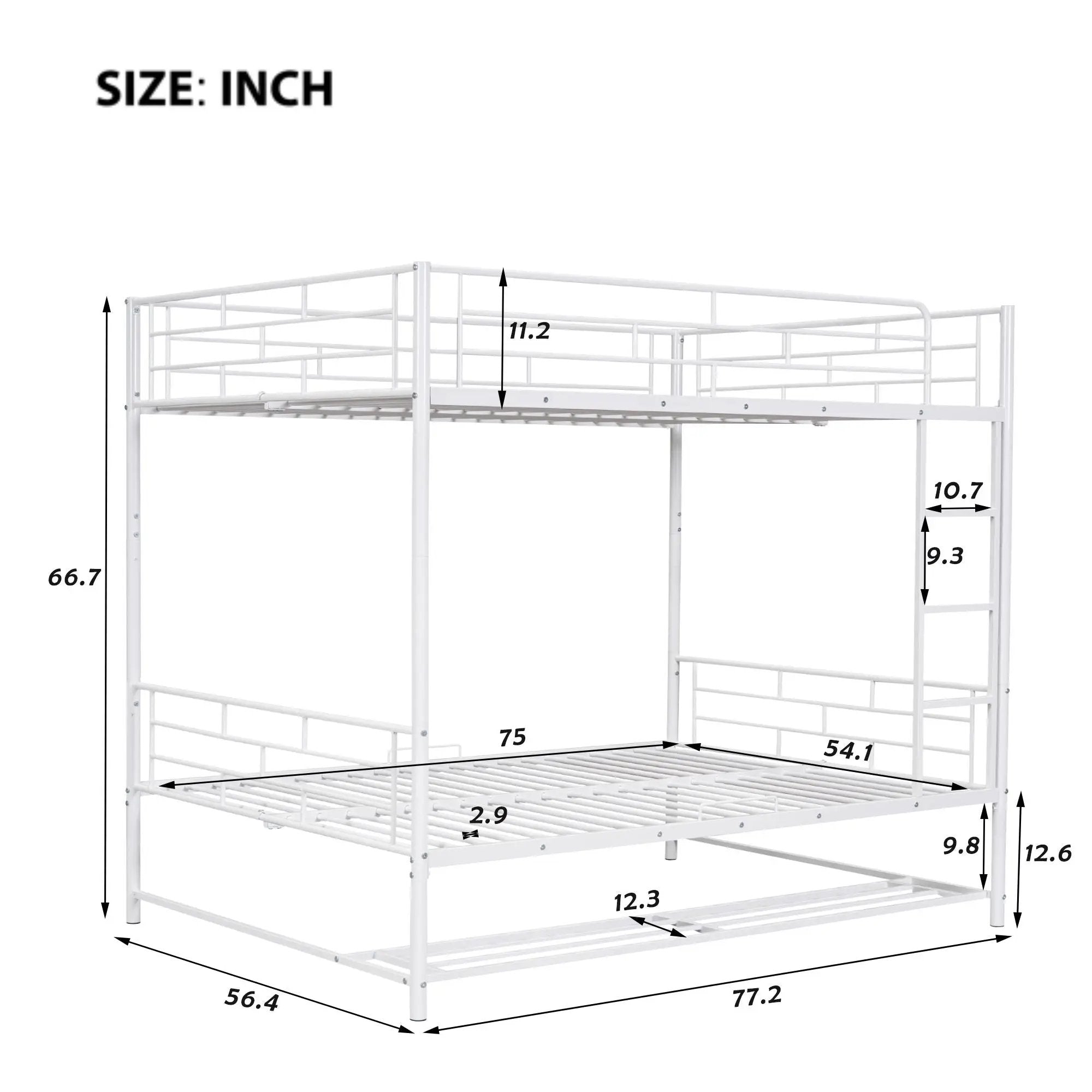 Metal Bunk Bed With Shelf And Guardrails by Unique Piece Furniture