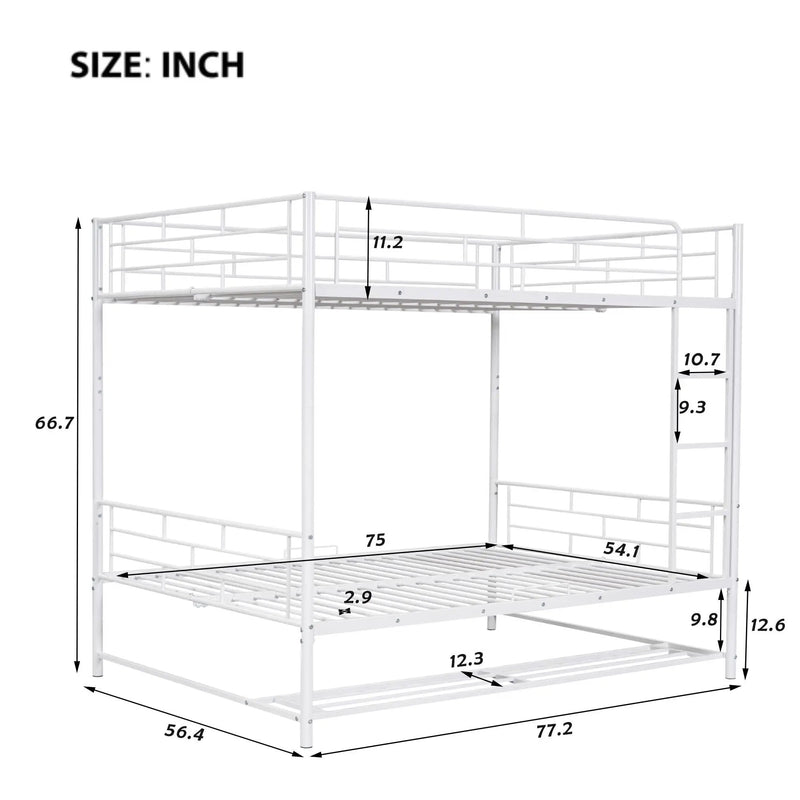Metal Bunk Bed With Shelf And Guardrails by HouseOfZazla