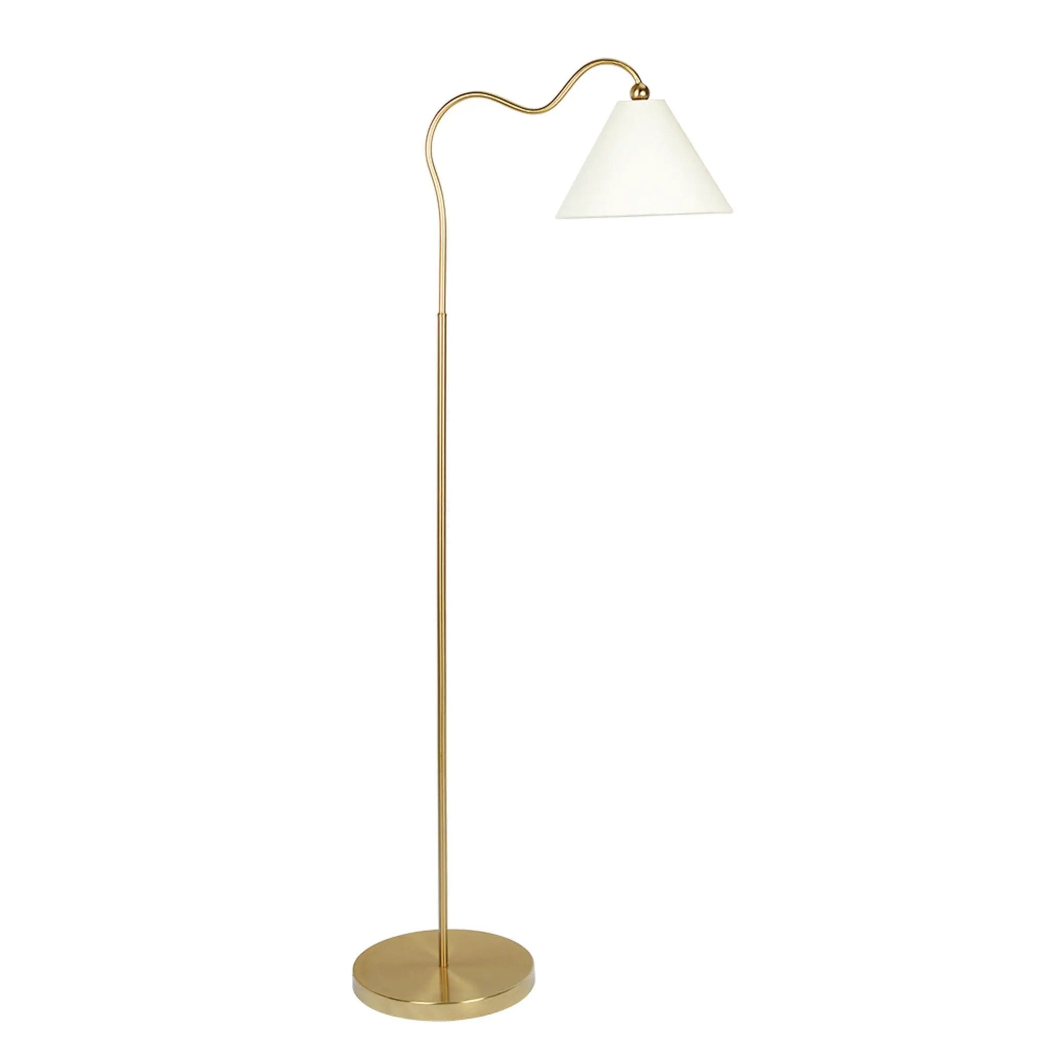 Majestic - Ring Base Curved Floor Lamp With Triangle Drum Shade - Gold / White by Unique Piece Furniture