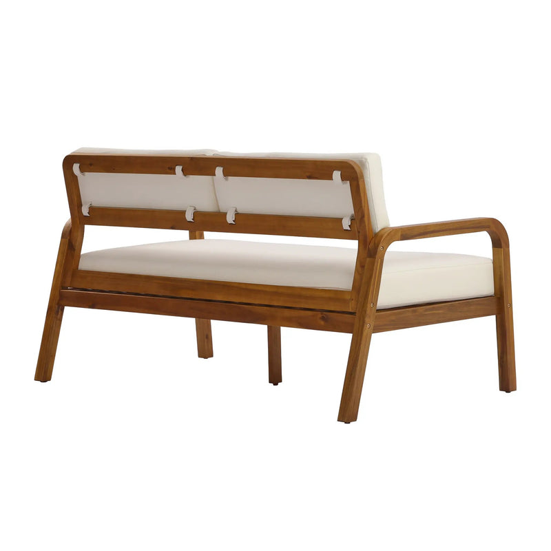 2 Pieces Outdoor Sofa Set with Cushions - Teak by HouseOfZazla