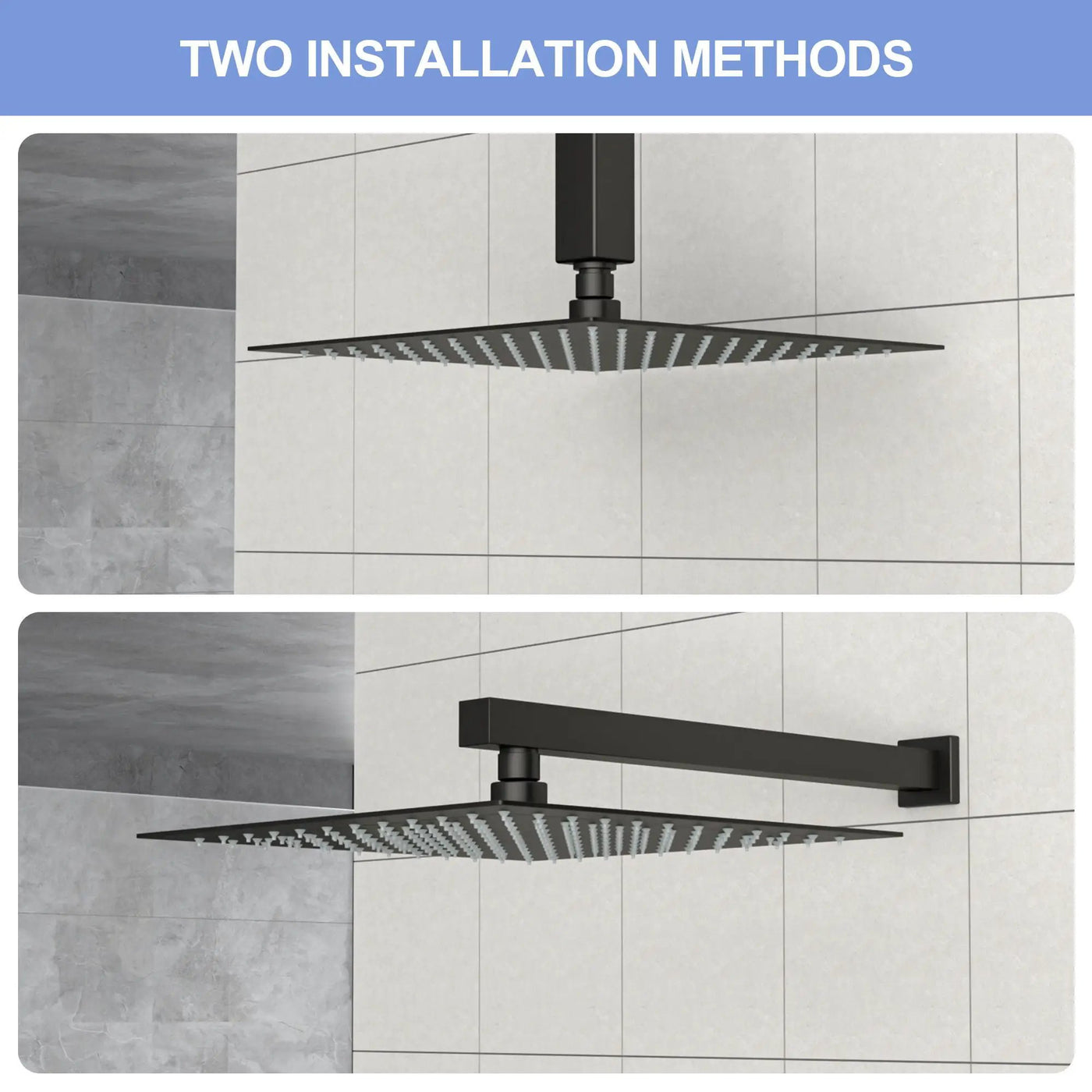 Modern 10" Square Rainfall Shower Head & Stainless Steel Wall Or Ceiling Mount Luxury Spa Shower Panel by HouseOfZazla