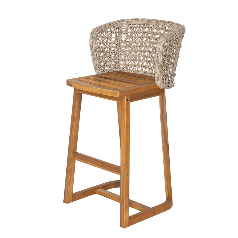 Outdoor Acacia Wood Bar Stools with Cushions (Set of 4) by HouseOfZazla