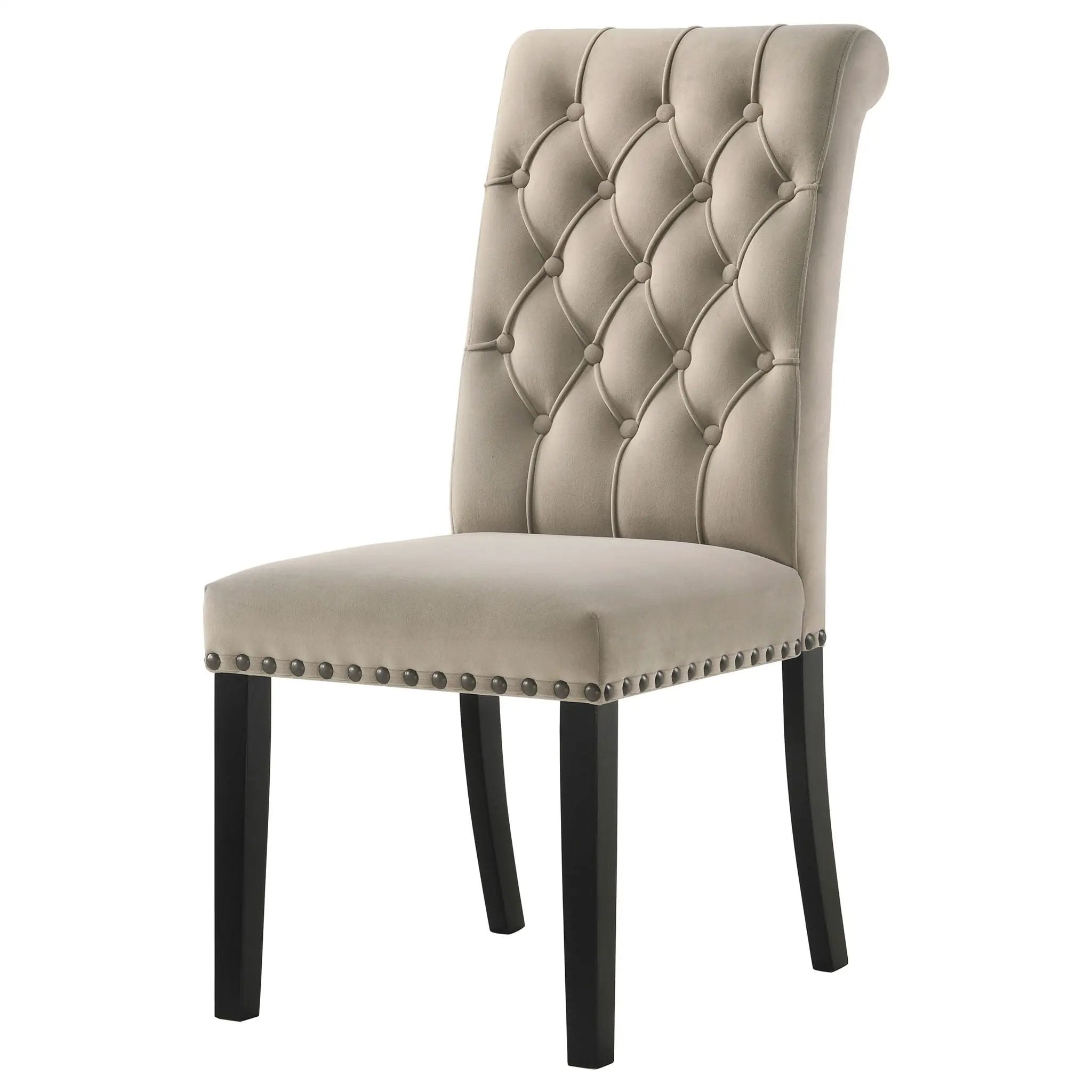 Alana Velvet Upholstered Dining Side Chair Sand (Set of 2) by Unique Piece Furniture